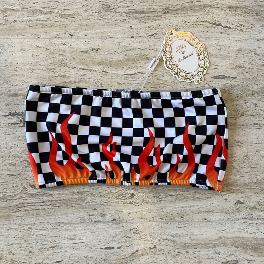 *SOLD* Malianna racing flag print tube top